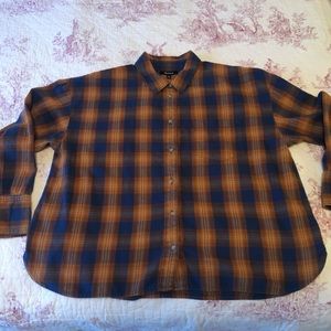 Madewell Westward Orange and Blue Button Down Flannel Shirt Alicia FTWD